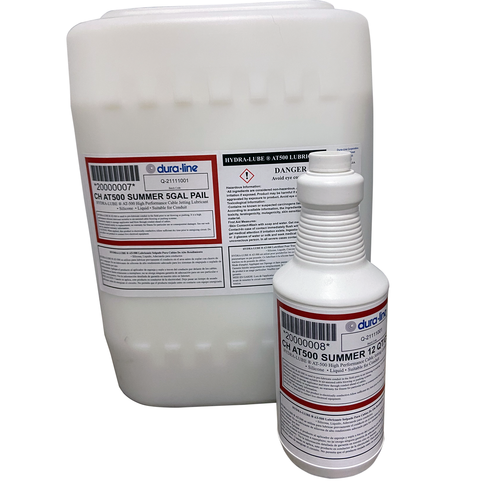 HydraLube® AT-500 is a high performance silicone lubricant formulated specifically for use with compressed air-assisted cable blowing, jetting and pushing systems. These systems inject a high volume of air into the conduit which will rapidly dry out conventional cable placement lubricants (including silicone-based) and cause surface stickiness. Futhermore, the initial temperature of the compressed air can be very high, which will accelerate drying of the lubricant. HydraLube® AT-500 deposits a special low friction silicone coating on the conduit wall surface that is resistant to the drying effects of the rapid air movement and high heat. This product is fully compatible with cable jackets and HDPE or PVC conduit systems.